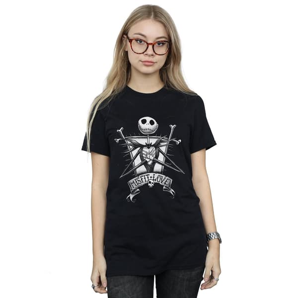 Disney Dam/Damer Nightmare Before Christmas Misfit Love Bomullströja Black M