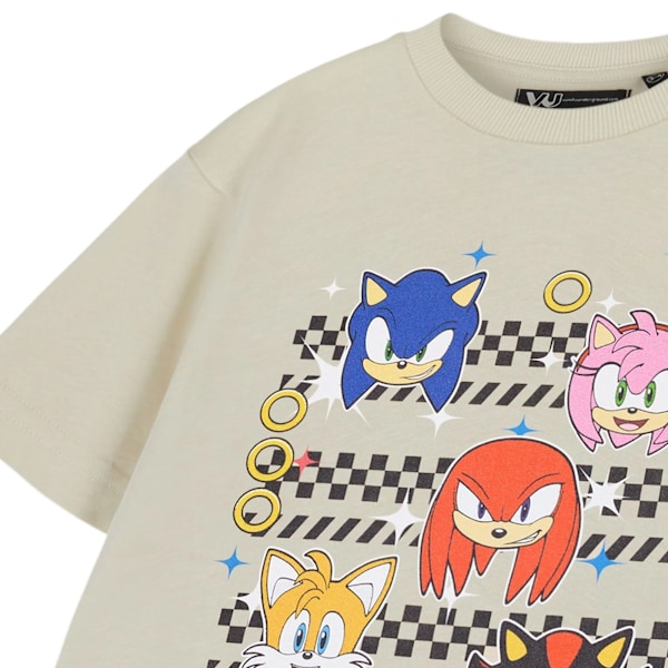 Sonic The Hedgehog Pojkar Grupp Ansikten Kortärmad T-shirt 3-4 År Oatmeal 3-4 Years