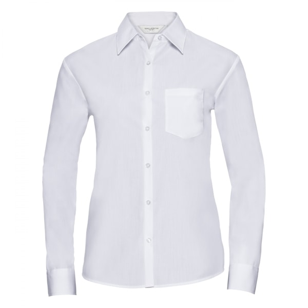 Russell Collection Dam/Kvinnor Långärmad Skjorta 4XL Vit White 4XL