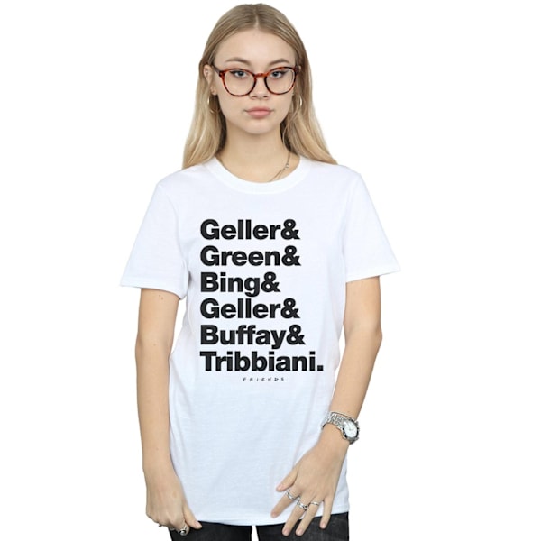 Friends Dam/Kvinna Efternamn Text Bomulls Boyfriend T-shirt 3X White 3XL