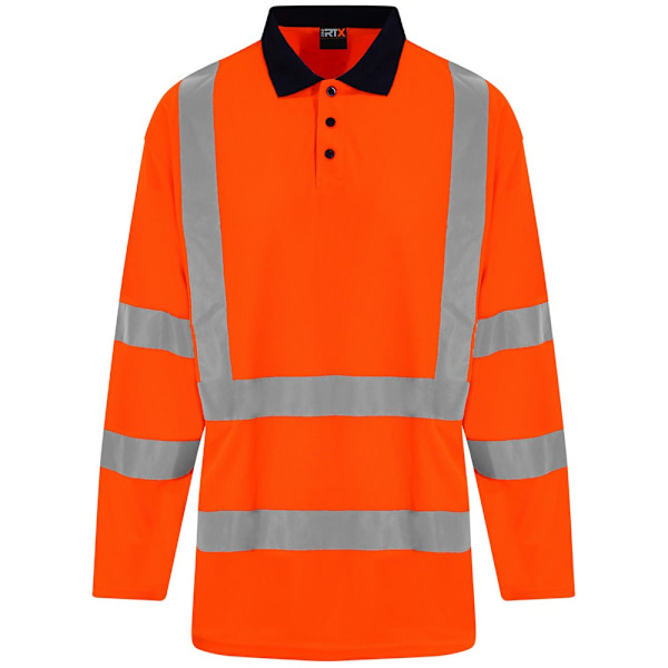 PRORTX Herr High-Vis Långärmad Poloskjorta 4XL Orange/Marinblå Orange/Navy 4XL