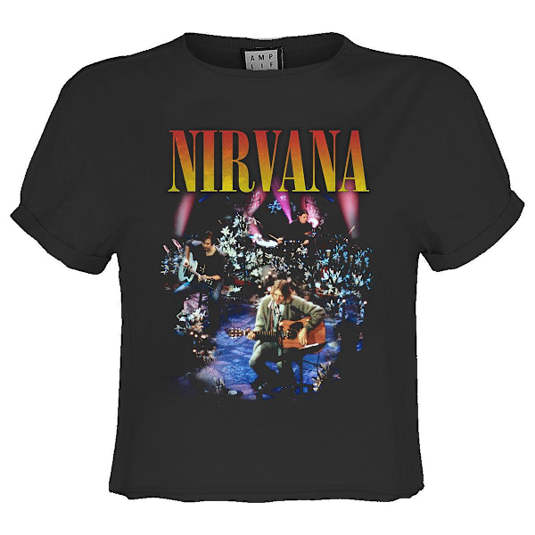 Amplified Dam/Dam Live In Ny Nirvana Crop Top M Kolgrå Charcoal M