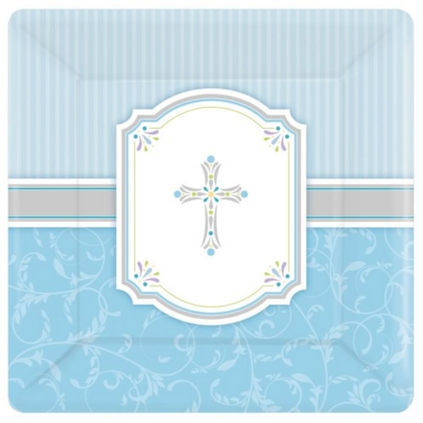 Amscan Communion Blessing Fyrkantiga Papperstallrikar En Storlek Blå/Vit Blue/White One Size