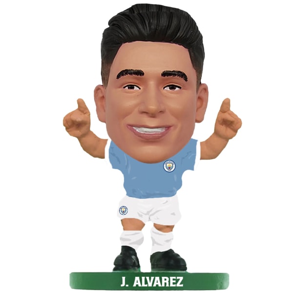 Manchester City FC Alvarez SoccerStarz fotbollsfigur en storlek White/Sky Blue/Green One Size