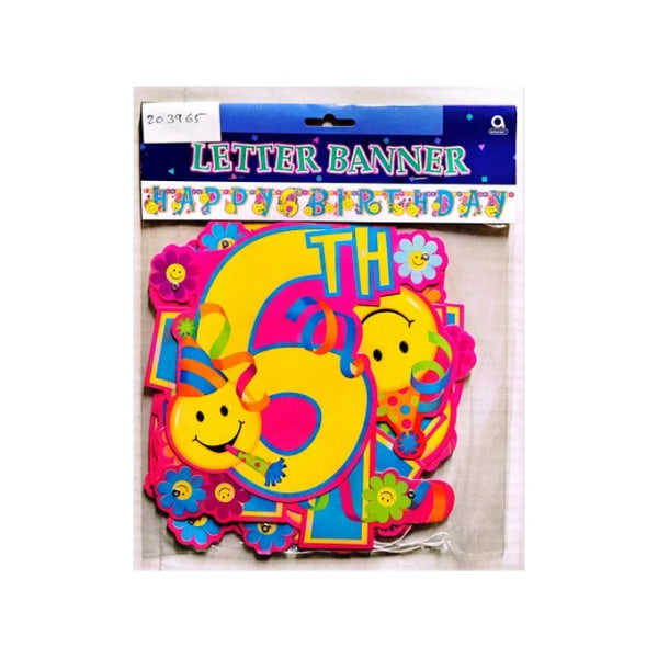 Amscan Letter 6th Birthday Banner One Size Gul/Rosa/Blå Yellow/Pink/Blue One Size