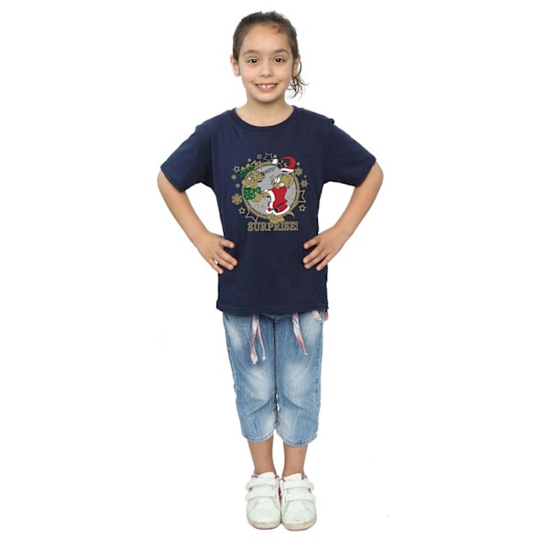 Tom och Jerry Girls Julöverraskning Bomull T-shirt 7-8 år Navy Blue 7-8 Years