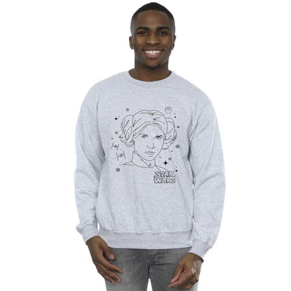 Star Wars Mens Episode IV: A New Hope Leia Christmas Sketch Swe Sports Grey 3XL