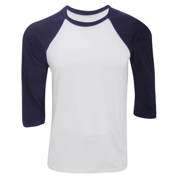 Canvas Baseball T-shirt med 3/4 ärmar för män 2XL Vit/marinblå White/Navy 2XL