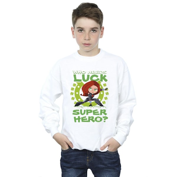 Marvel Boys St Patrick's Day Black Widow Luck Sweatshirt 3-4 år White 3-4 Years