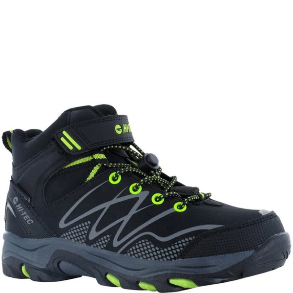 Hi-Tec Boys Blackout Mid Cut Walking Boots 6 UK Black/Lime Black/Lime 6 UK