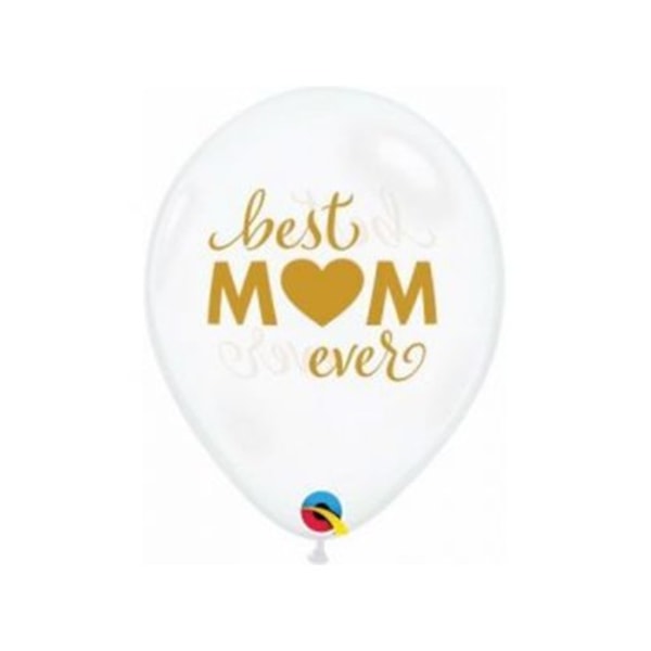 Qualatex bästa mamma någonsin Latex runda ballonger (paket med 25) En Si White/Gold One Size