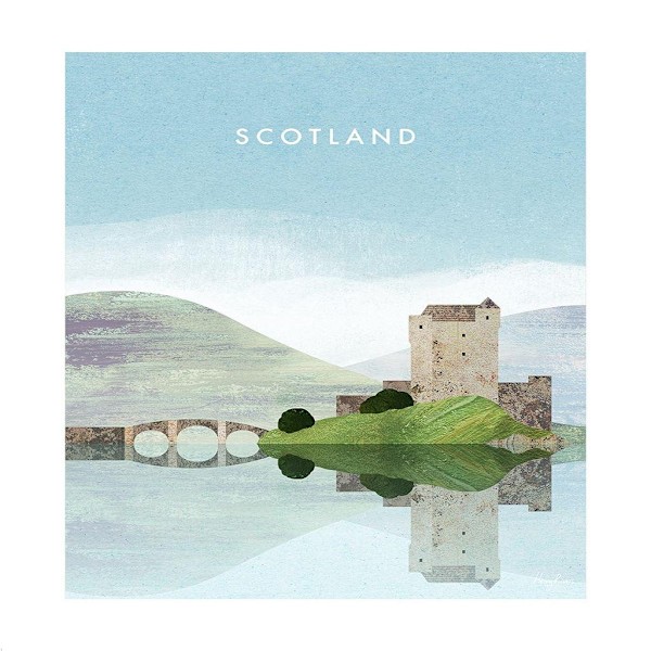 Henry Rivers Scotland Eilean Donan Castle Print 50cm x 40cm Ljus Light Blue/White/Green 50cm x 40cm