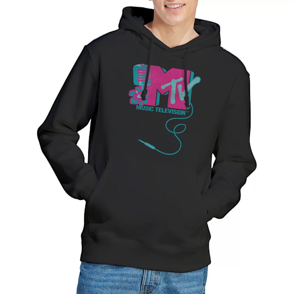 MTV Herr Mikrofon Logotyp Hoodie M Svart Black M