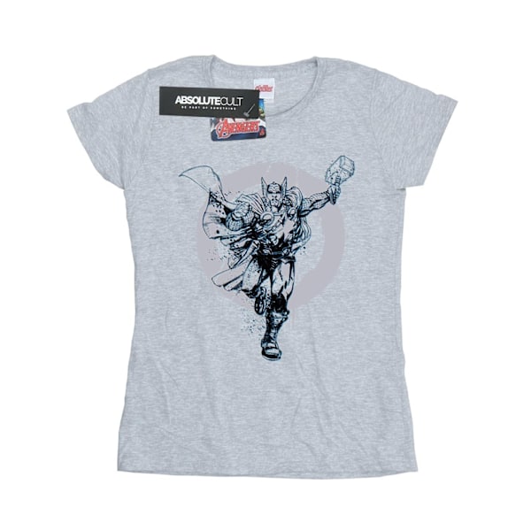 Marvel Dam/Kvinnor Thor Cirkel Bomull T-shirt XXL Sports Grå Sports Grey XXL