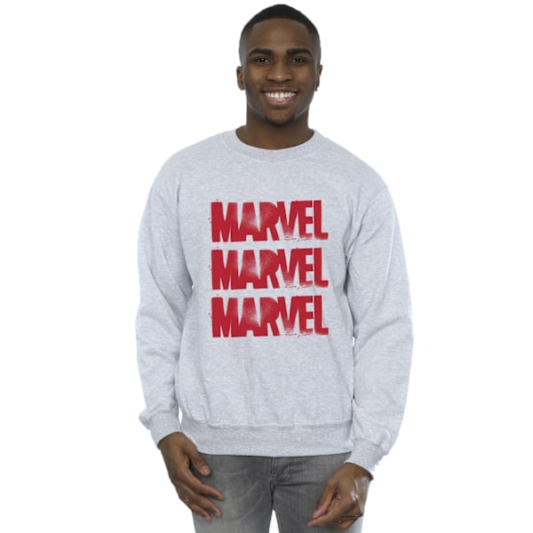 Marvel Herr Röd Spray Logos Sweatshirt L Sports Grey Sports Grey L