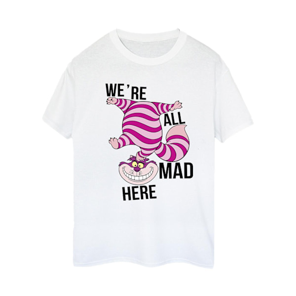 Disney Dam/Damer Alice In Wonderland All Mad Here Bomull Boyfriend T-Shirt White 3XL