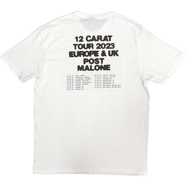 Post Malone Unisex Vuxen 2023 Tour Uppblåsbar Fjäril Ryggtryck T-Shirt White M