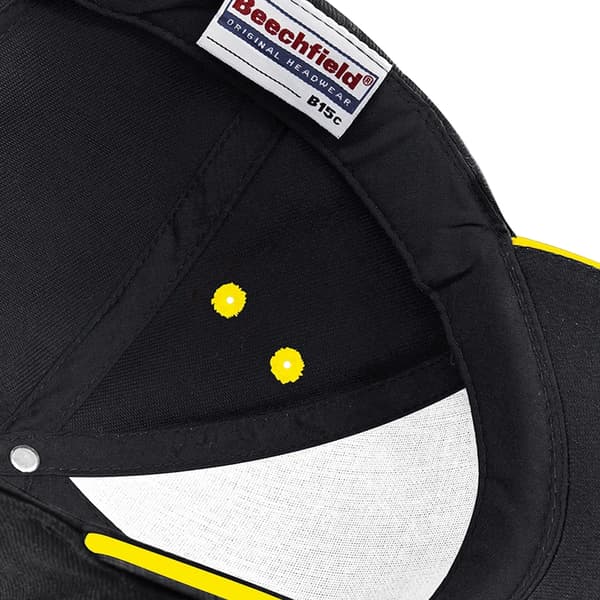 Beechfield 5 Panel Sandwich Peak Baseball Cap One Size Svart/Gul Black/Yellow One Size