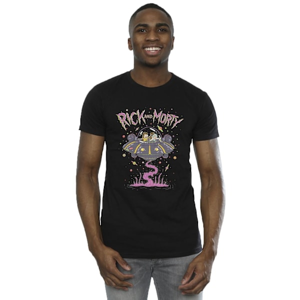 Rick And Morty Herr Rosa Rymdskepp T-shirt 4XL Svart Black 4XL