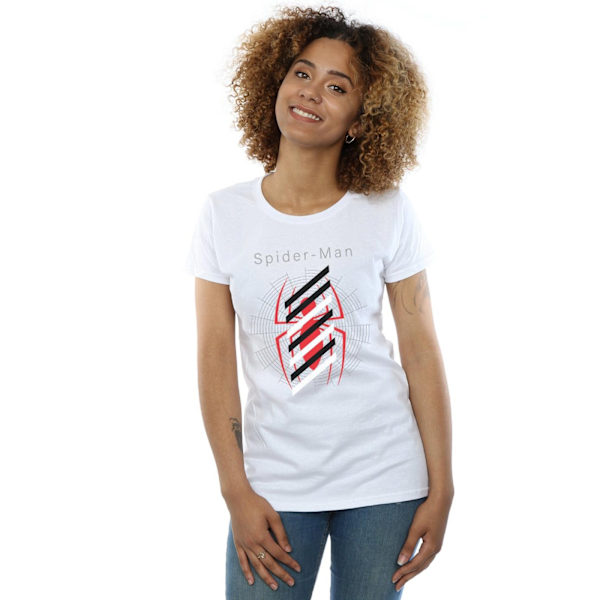 Marvel Dam/Kvinnor Spider-Man Logo Stripes Bomull T-Shirt M W White M