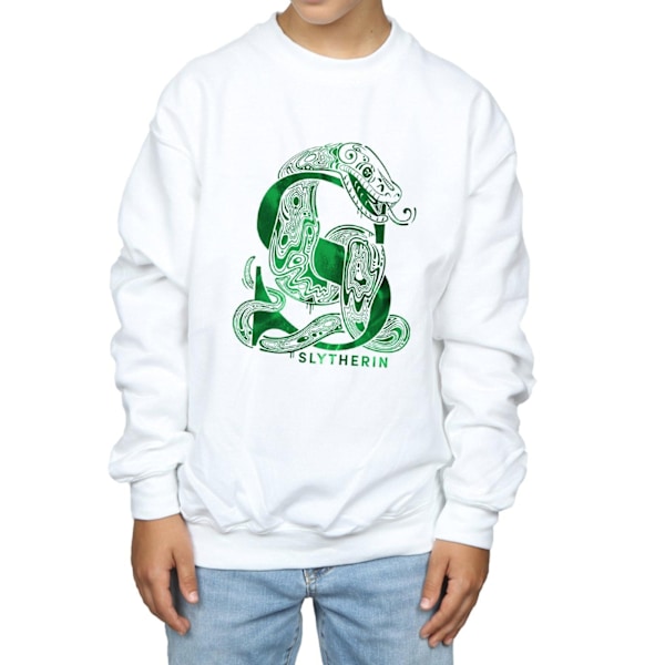 Harry Potter Pojkar Slytherin Orm Sweatshirt 5-6 År Vit White 5-6 Years