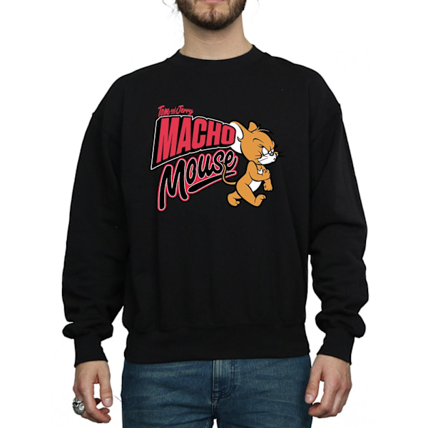 Tom And Jerry Macho Mouse Sweatshirt för män, S, svart Black S