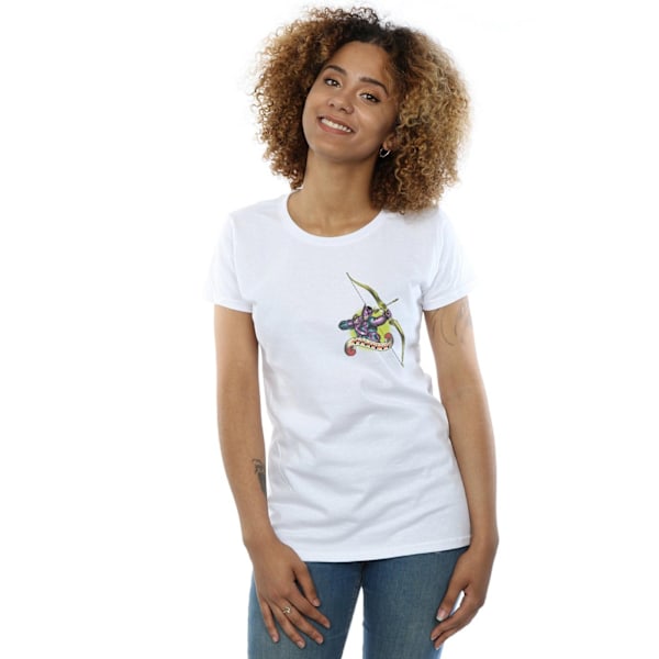 Marvel Dam/Kvinnor Hawkeye Tatuering Bröst Tryck Bomull T-shirt White M