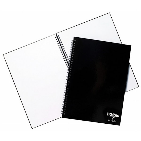 Tiger Stationery 60-arks Spiralbunden Anteckningsbok A4 Svart Black A4