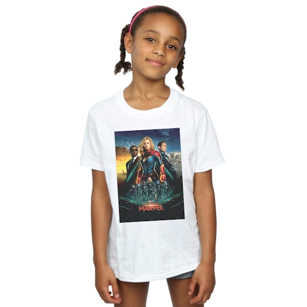 Marvel Girls Captain Marvel Movie Starforce Poster Bomull T-shirt White 12-13 Years