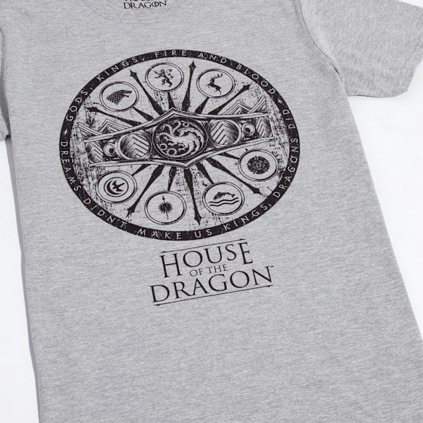 House Of The Dragon Herr Symboler Heather T-Shirt L Grå/Svart Grey/Black L