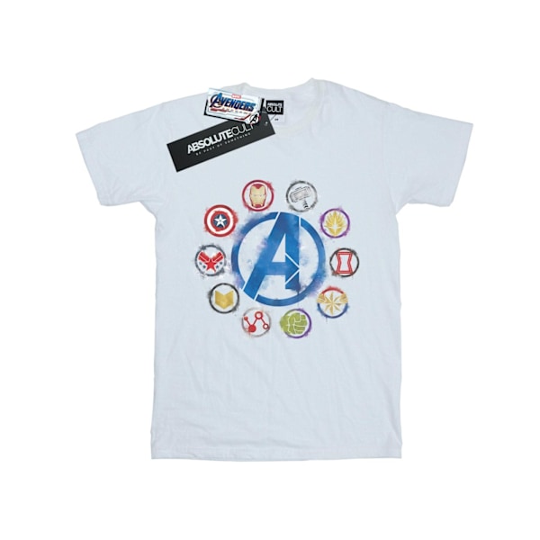 Marvel Womens/Ladies Avengers Endgame Painted Icons Cotton Boyf White S