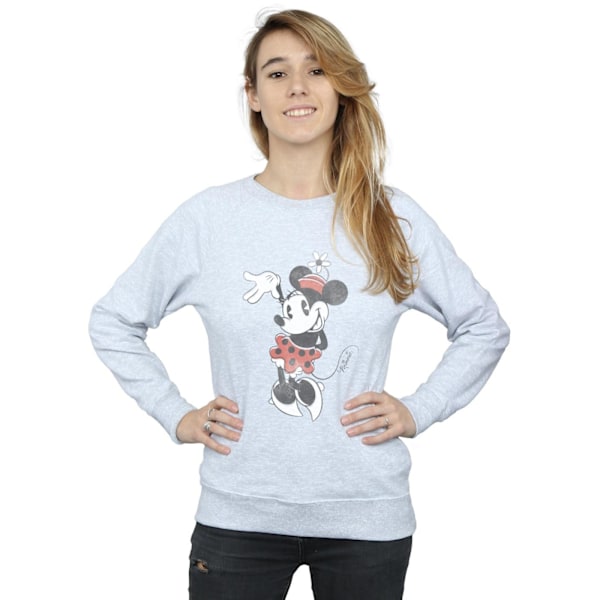 Disney Dam/Kvinnor Minnie Mouse Vinkande Sweatshirt S Heather G Heather Grey S