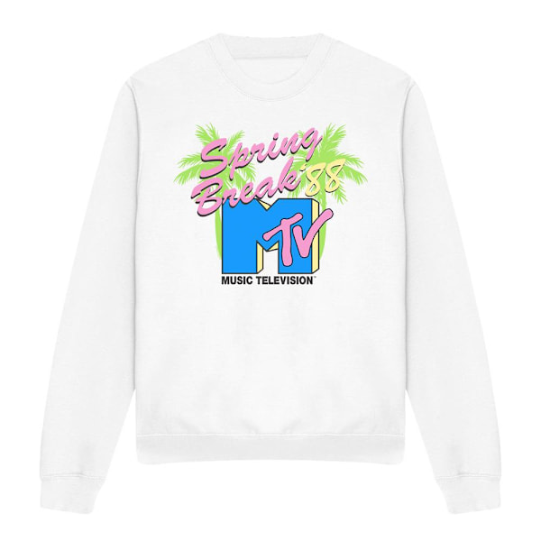 MTV Unisex Vuxen Spring Break Neon Palm Trees Sweatshirt S Vit White S
