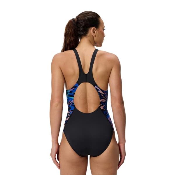 Speedo Dam Hyperbloom Splice Muscleback Baddräkt i ett stycke Anthracite/Pink 10 UK