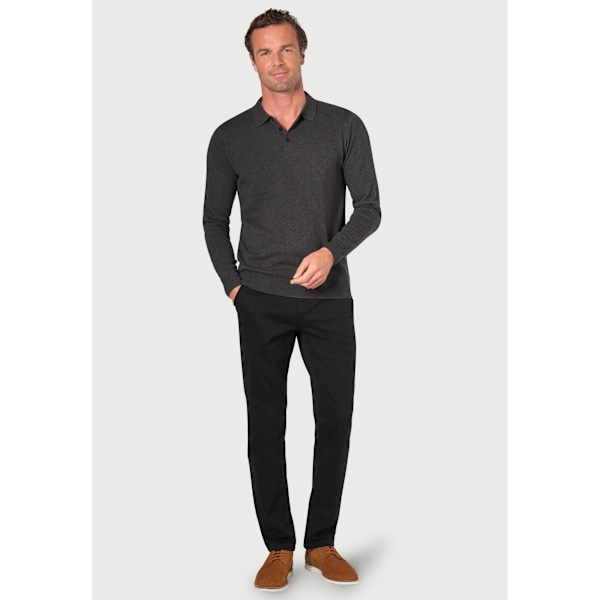 Brook Taverner Herr Casper Stickad Långärmad Poloskjorta XL C Charcoal XL