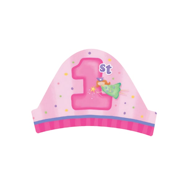 Huvudband i papper för 1-årsdag (8-pack) En storlek rosa Pink One Size