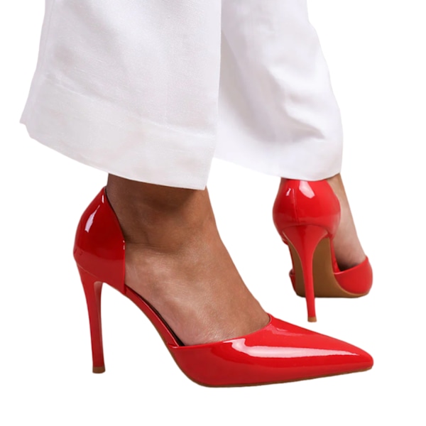 Where's That From Dam/Damer Athens Patent Faux Läder Poin Red 7 UK