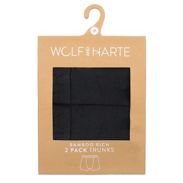 Wolf & Harte herr bambu rika boxershorts (2-pack) M svart Black M