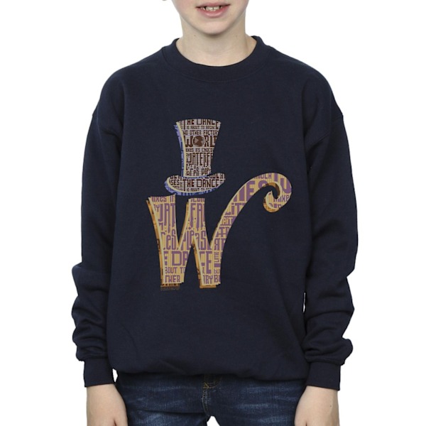Willy Wonka Boys W Logo Hat Sweatshirt 5-6 år Marinblå Navy Blue 5-6 Years