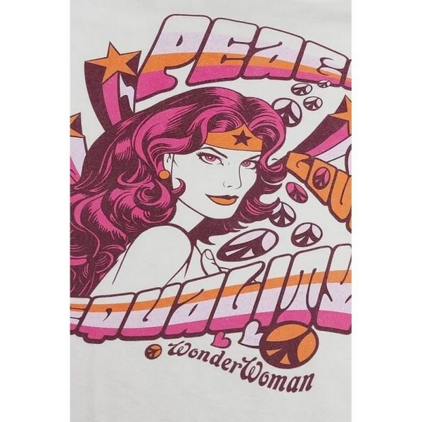 Wonder Woman Womens/Ladies Peace Love Equality T-shirt S Vintag Vintage White S