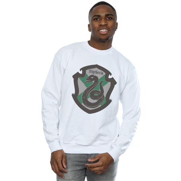 Harry Potter Herr Slytherin Crest Flat Sweatshirt S Vit White S