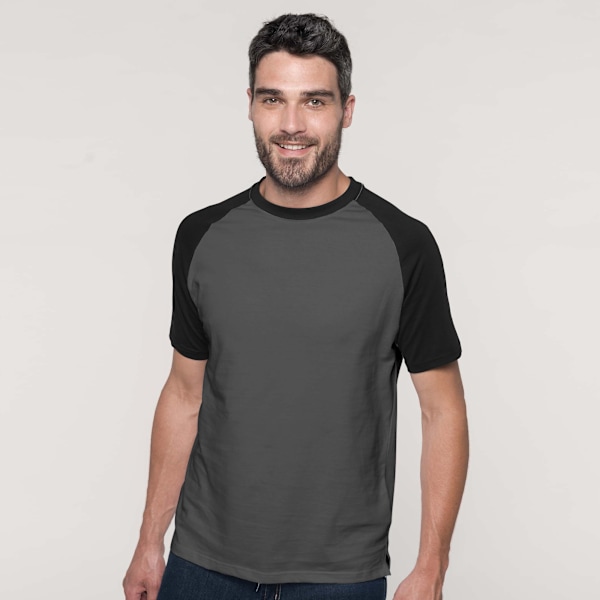 Kariban Herr Kortärmad Baseball T-Shirt S Slate Grey/Black Slate Grey/Black S