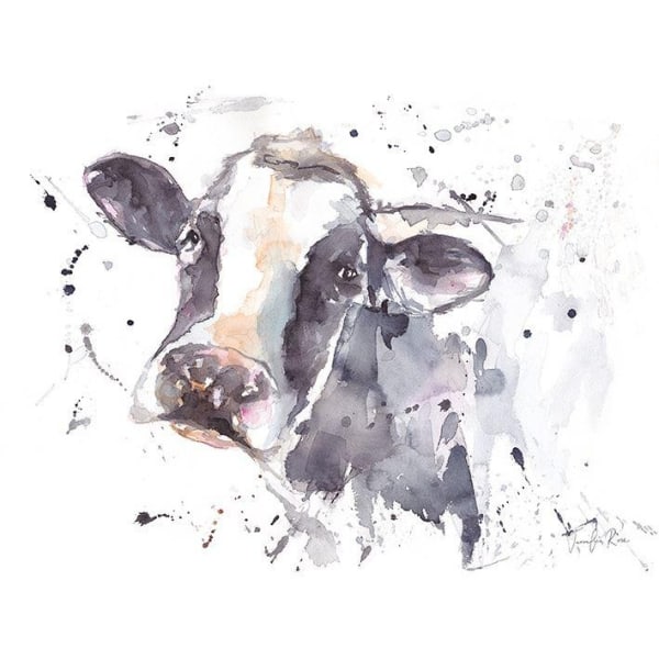 Jennifer Rose Moo Cow Inramat Print 40cm x 50cm Svart/Whi Black/White 40cm x 50cm