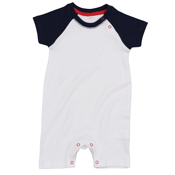 Babybugz Baby Baseball Body 3-6 månader Vit/Marinblå White/Navy 3-6 Months