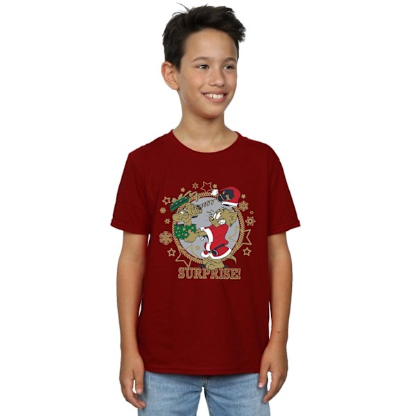 Tom och Jerry Pojkar Jul Överraskning T-shirt 7-8 År Bourgogne Burgundy 7-8 Years