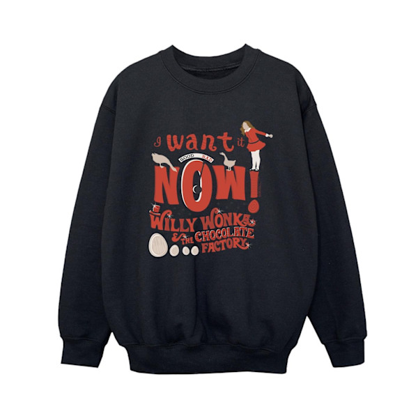 Willy Wonka Boys Verruca Salt I Want It Now Sweatshirt 3-4 år Black 3-4 Years