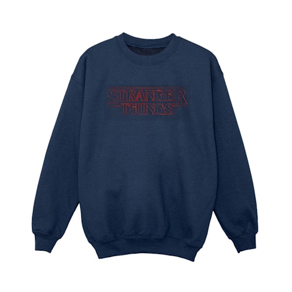 Netflix Boys Stranger Things Glow Logo Sweatshirt 7-8 år Marinblå Navy Blue 7-8 Years