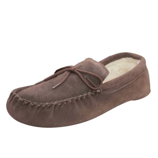 Eastern Counties Leather Unisex Wool-blend Soft Sole Moccasins Chocolate 7 UK