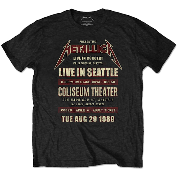 Metallica Unisex Adult Seattle ´89 Eco Friendly T-Shirt XL Svart Black XL