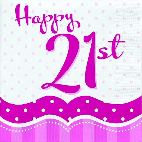 Kreativa fest 21-årsdagsservetter (18-pack) En storlek rosa Pink/White One Size